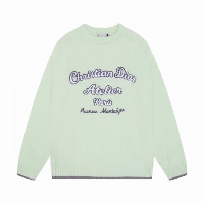 dior 迪奥 经典字母刺绣Logo 圆领羊毛毛衣 颜色 蓝色 灰色 浅绿 黑色 绿色 码数 S M L Xl Xxl