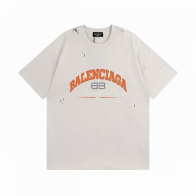 Balenciaga 巴黎世家2025 Ss 经典Bb剪刀Logo字母印花水洗做旧破洞短袖T恤 本市场No.1的质量 真正天花板品质 全部原版开发注意细节图 避