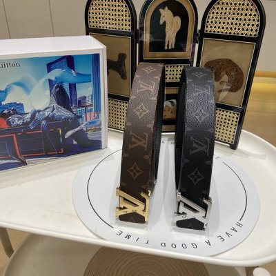 双面用～顶级原单品质Louis Vuitton 双面牛皮带身.双面同等质量.官网在售 Lv路易威登男士皮带真皮腰带.高端品质顶级做工！认准如图专柜包装 材料：正