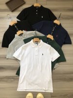 130 Ra＊Ph Lauren丨六色拉夫家 小标马球Logo刺绣男女款商务休闲网眼布翻领Polo衫网球衫. 颜色：白色 灰色 绿色 藏青 黑红标 黑白标. 材