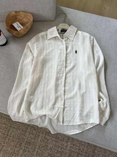 ralph Lauren 拉夫劳伦 2025Ss 新款棉府绸大小条纹长袖休闲衬衫 百分还原做工 整衣埋夹合缝净边处理 弧形三角分叉 全棉府绸棉 手感爽滑 车前洗