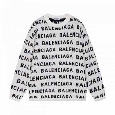 巴黎Balenciaga 满身印花字母Logo羊毛针织毛衣 颜色 白色 码数 S M L Xl Xxl