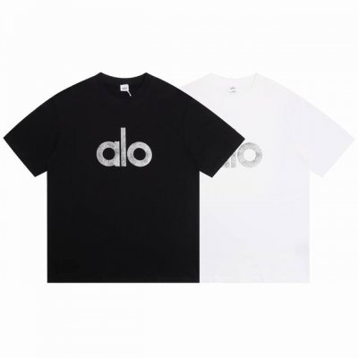alo2025Ss反光爆裂字母印花设计情侣休闲短袖T恤 最高版本！定制面料290克 %双纱棉！反光爆裂字母印花设计！ 辅料：开模原版过鉴定领标 %真丝洗水标。正
