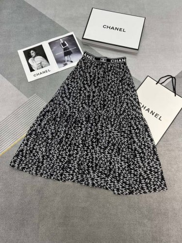 高品质Chanel2025夏季新款双C印花半裙面料轻盈飘逸弹力定位Logo橡筋腰高品质Sml