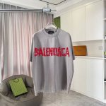 Balenci*Ga 巴黎2025夏季新款 渐变做旧磨破 个性字母Logo印花 定制面料320G 短袖T恤 男女同款 尺码：S M L Xl Xxl 五个码 颜