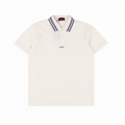 Gucci 古驰 简约字母短袖Polo衫 原版品质，欢迎对比。 选用棉质珠地网眼布打造，衣领为双系统提花定织扁机制成，有弹性，不变形，衣服全部原生布捆边，前胸双