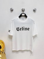 celine赛琳 2025Ss春夏最新款短袖T恤出货啦！！ 2025新款T恤 高版本专用面料 高克重纯棉丝光面料 上身舒适不失挺阔 针脚刺绣工艺、数字印花、植绒