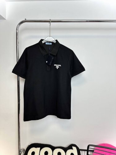 款号：Hmy96# 普拉达 prada 经典Logo皮标polo衫短袖T恤 正儿八经高克重精密珠地面料 所有面料均已提前做过缩水 品质第一 所见即所得 不会洗一