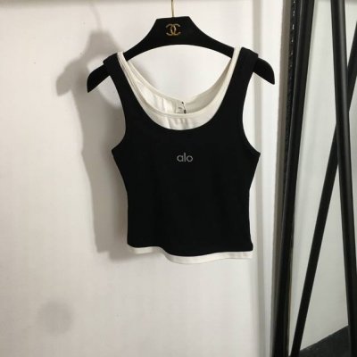 款号20252734 Alo*新款 反光Logo印花 假两件拼接纯棉背心，灰色，红色，黑色，Sml， M码；胸围70，长48