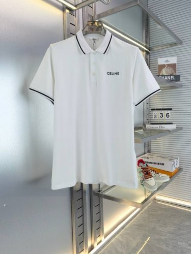 Celine 塞林 2025春夏新款短袖翻领polo衫 原版开发 高品质官网同步 正确版本 顶级复刻 可随意对比 三标齐全 高级进口丝光珠地面料，精美刺绣工艺