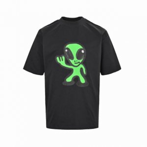 balenciaga 巴黎世家 25Ss 溶解笑脸外星人短袖 采用纯棉柔软面料，对色定染面料，采用荧光印花字母绣花 磨破工艺 潮流感十足，定染纯棉面料，Os版型