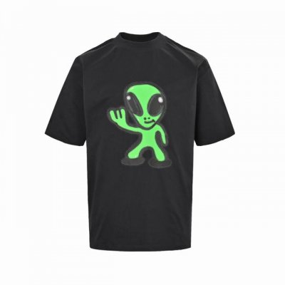 balenciaga 巴黎世家 25Ss 溶解笑脸外星人短袖 采用纯棉柔软面料，对色定染面料，采用荧光印花字母绣花 磨破工艺 潮流感十足，定染纯棉面料，Os版型