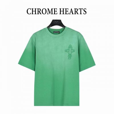chromehearts 克罗心 25Ss 十字架贴布刺绣水洗破洞短袖T恤 秀场私人订制系列 整衣做旧激光烧花定制300克双纱面料 美式酸洗做旧原身布激光烧花加