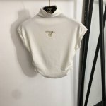 款号 0301 Chane*新款 小香字母抽褶收腰半高领T恤 白色 均码 胸围76 袖长20 衣长43
