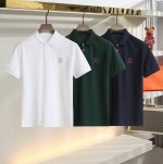 2025Ss夏季新款 H家男士 翻领T恤 胸前家图案 采用进口机高密度刺绣工艺，以经典H家橙色丝线勾勒出轮廓，将字母“H”与马头图案巧妙融合，绣线细密均匀，针法