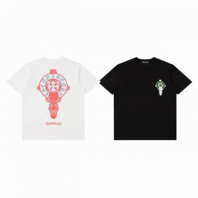 供 Chrome Hearts Ch 克罗心 梵文马蹄锤子发泡印花情侣圆领短袖T恤-顶级版本 Color：黑色 白色 Size：S M L Number：250