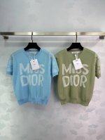 Dio*25春夏新款针织圆领短袖 经典字母Miss Dior提花装饰 菱格提花 经典简约轻奢百搭 尺码Sml