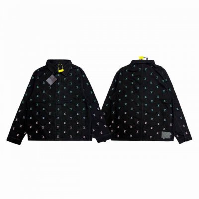 Louis Vuitton Lv 路易威登 25Ss 专柜同步蓝绿彩虹渐变满印刺绣 Logo 情侣水洗牛仔外套夹克-顶级原单版本 Color：水洗黑 Size：