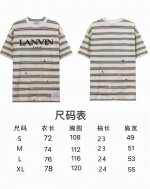 现货 Lf37 夏季新款潮牌Lanvi浪凡泼墨条纹圆领T恤男女情侣同款短袖 订织32支纯棉双纱平纹250克 码数：S M L Xl 颜色：条纹