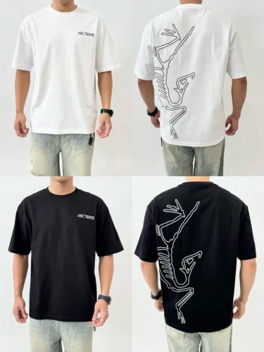 丶上新 始祖鸟T恤 细节图 始祖鸟 Arc'teryx 25Ss 印花新款后背大鸟Logo宽松男女同款圆领纯棉短袖T恤 宽松版，330G全棉精梳棉！ 颜色： 黑