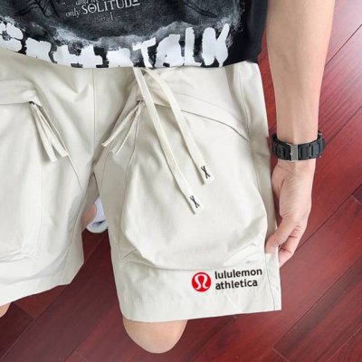 露露 Lulu大口袋工装刺绣工艺短裤百搭情侣款短裤直筒运动休闲百搭潮牌冰丝速干 短裤男女同款 十年如新 *采用冰丝塔丝隆D14面料带冰感！宽松版型做工非常好质量