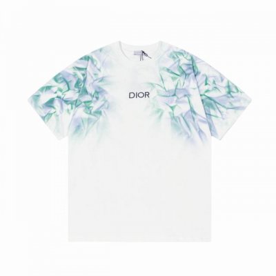 dior 迪奥 字母绣花 手绘火焰手工涂鸦 升级，灵感源自八十年代复古 原版面料 官方同款 短袖T恤 定制 310克 同缸染面料 手感非常舒服 春夏最新砖柜同步