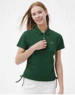 鳄鱼女装25夏季纯色纯棉大翻领短袖Polo衫 法国限定系列 Logo立体刺绣鳄鱼翻领Polo， 打破常规，新款时尚收腰显瘦短袖，全新品牌Logo刺绣标，减龄不失