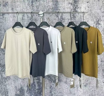 9028 挂拍 Carhartt Wip 卡哈特 经典刺绣Logo圆领短袖T恤 面料：16支纯棉潮牌双纱260克 码数：S M L Xl 颜色：黑 白 深灰 棕