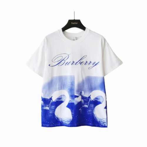 实拍细节图 +尺码表 BURBERRY 巴宝莉 天鹅风景画字母印花短袖 大Logo经典识标印花精致升级 灵感源自八十年代复古 原版面料 官方同款 短袖T恤 定制