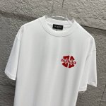 balenci*Ga 巴黎2025春夏新款短袖T恤衫 经典红色字母 前后双B植绒工艺 定制双纱平纹纯棉面料 短袖T恤 男女同款 颜色 黑色 白色 尺码 S 90