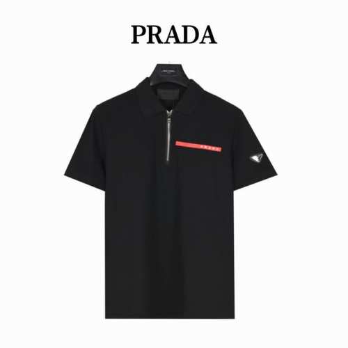 prada 普拉达 25Ss新款红条半拉链短袖polo衫 原版品质欢迎对比 1:1经典复刻 合身版型polo 衫 选用专柜优质大网眼布珠地棉面料打造 跟市场上小