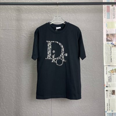A89 dior迪奥 面料升级 采用300足克面料 贴布刺绣 后幅是绒面发泡印花 高端工艺 独家专供新款原单 男女同款 休闲宽松版型短袖 高端定制 高版本 时尚
