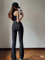 模特图！120 姐妹们快冲 Lululemon 露露乐檬Groove系列Nulu面料纯色超高腰喇叭休闲裤 上身比例超赞，小红书爆款，已经都试过了非常好穿 显瘦