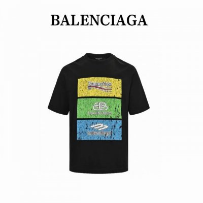 balenciaga 巴黎世家 24Ss 方块3标印花短袖 标准数码直喷印花技术 纯棉柔软面料 对色定染面料 超精细平网印花工艺 潮流感十足 定染纯棉面料 Os