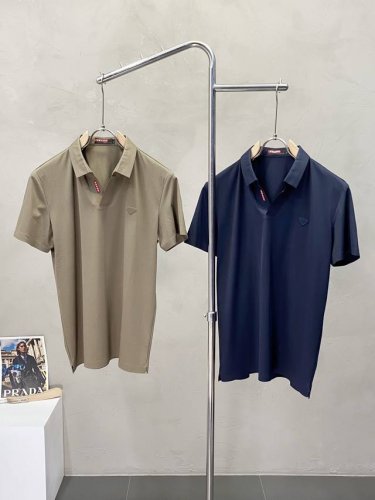 prada普拉达独家专供新款原单男士休闲polo短袖 高端定制 高端版本 时尚百搭爆款进口面料 手感超柔软细腻 穿着亲肤舒适 高端精品 代工厂p精细做工 上身非