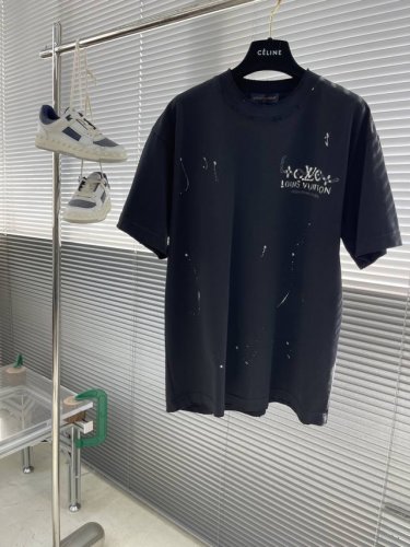 驴牌 手绘涂鸦甩彩印花短袖T恤纯棉面料，水洗磨破430克面料 宽松版型 情侣同款 尺码：S-Xxl