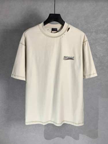 5503# 高品质 Balenciga 巴黎世家 反转反穿 双面可穿 可乐刺绣圆领短袖T恤 采用纯棉柔软面料，对色定染面料，磨破工艺 进口立体前后绣花工艺，潮流