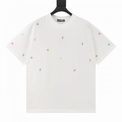 chrome Hearts 克罗心 25Ss 彩色铆钉十字架镶嵌短袖T恤 奢华暗黑高街，哈雷摇滚朋克精神， 彩色铆钉十字架组合，全手工镶嵌制作，沉甸甸的质感，