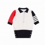 thom Browne Tb 拼色针织polo短袖T恤 原版定制面料 辅料 尺码 1 2 3