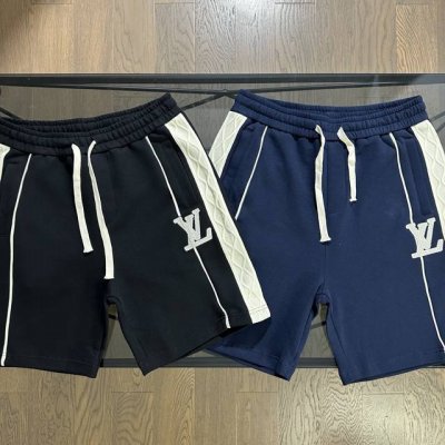 Lv 路易威登 2025夏季新款驴拼接格子设计刺绣Logo短裤休闲五分裤 口袋采用Lv精密刺绣，采用大毛圈设计，松紧腰围，抽绳自带Logo设计，包边包条，定制抽