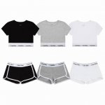 套 款号Ys01 贴身衣物非质量问题不退不换 Calvin Klein新款摩登引力带辣妹运动露脐短款居家T恤小短袖+短裤套装 尺码：S M L 颜色：黑色 灰色
