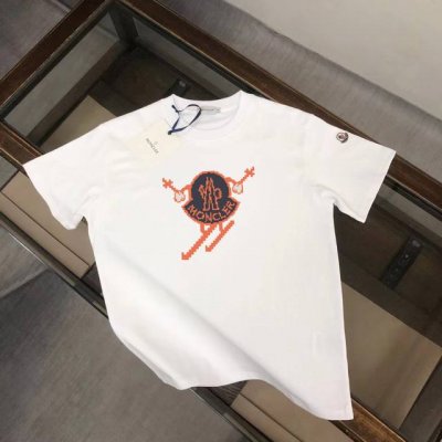 款号：M1013 Moncler 蒙口 官网同款印花图案 双纱纯棉短袖 滑雪标识图案 印花 - 260G双纱纯棉顶级面料 手感柔软 百分百纯棉独家出货 定染硫化