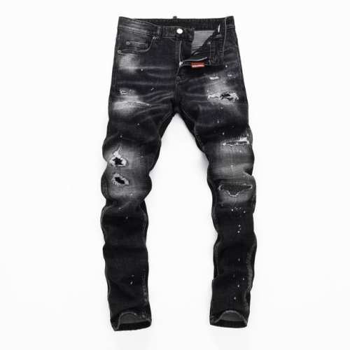 新款男装牛仔裤 Dsquared2 潮牌百搭男士洗水破洞 韩版修身牛仔裤 码数齐 现货 28-29-30-31-32-33-34-36-38