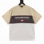 Balenciaga 巴黎世家 三色拼接字母印花短袖T恤 采用16支精梳赛络纺纱，对板定织16支加厚单面布，无尘烧毛加食毛工艺，洗后无毛绒。洗后克重260克。对