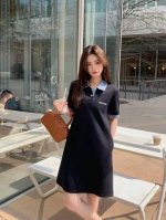 上新 Miumi* 缪缪 25Ss拼接撞色格子领polo短袖连衣裙～～ 减龄高级！！ 颜色：蓝色 灰色 码数：Sml见尾图