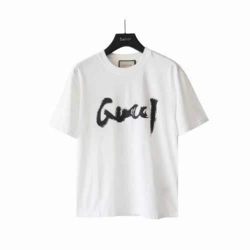 实拍细节图 +尺码表 Balenciaga X Gucci 古驰 联名涂鸦印花圆领T桖 专柜同款 原版定制 最新的贸易订单短袖T恤，全品相！！高品质加密精梳棉面