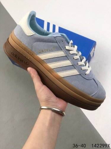 真标带半码 adidas阿迪达斯Gazelle Bold 耐磨三层鞋底厚底增高 低帮休闲运动板鞋 id 142299X