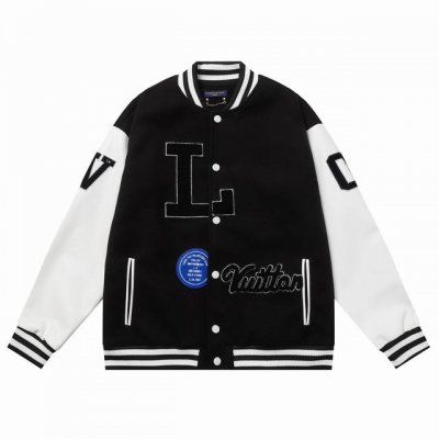 款号B08 Lv白敬亭同款棒球服 700G高克重尼料 荔枝纹手皮 M L Xl Xxl 黑