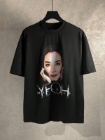 高品质 Balenciga 巴黎世家 杨紫琼圆领短袖T恤 采用纯棉柔软面料，对色定染面料，采用数码直喷字母绣花 磨破工艺 潮流感十足，定染纯棉面料，Os版型，三