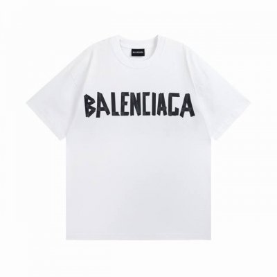 白色 Balenciaga 巴黎世家2025 Ss 经典胶带拉浆印花短袖T恤 本市场No.1的质量 真正天花板品质 全部原版开发注意细节图 避免被盗图商家混发
